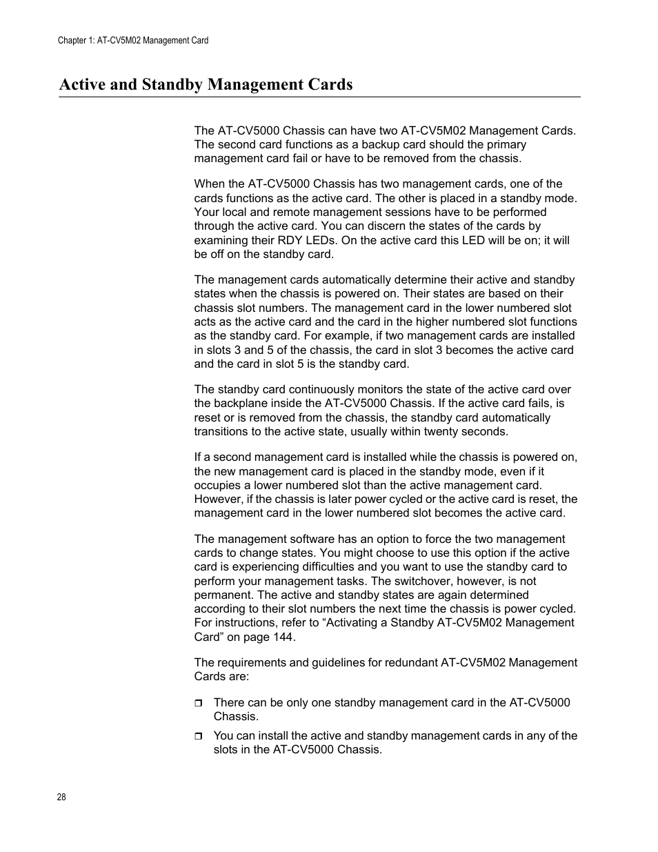 Active and standby management cards | Allied Telesis AT-S102 User Manual | Page 28 / 374