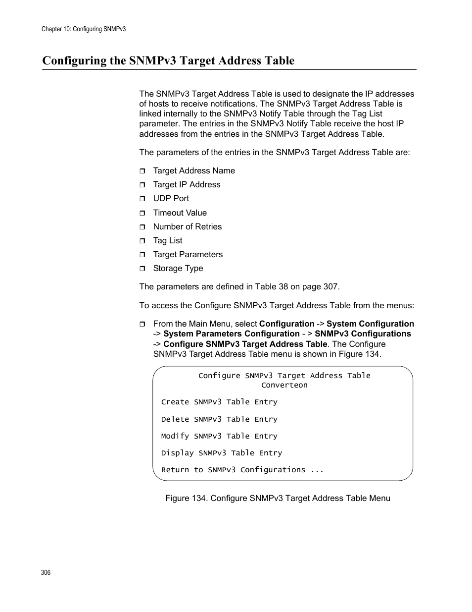 Configuring the snmpv3 target address table | Allied Telesis AT-S102 User Manual | Page 306 / 374