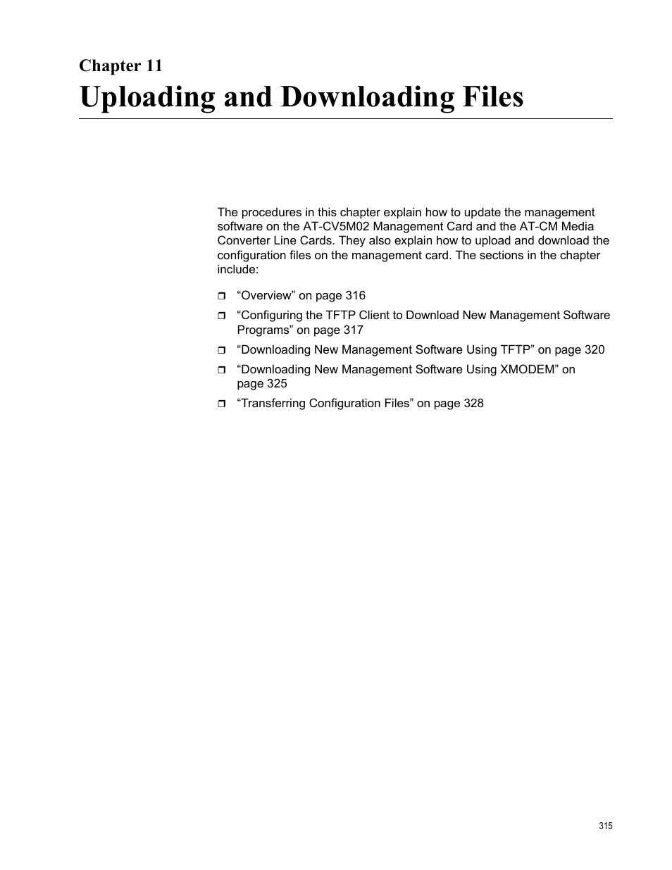 Chapter 11, Uploading and downloading files | Allied Telesis AT-S102 User Manual | Page 315 / 374