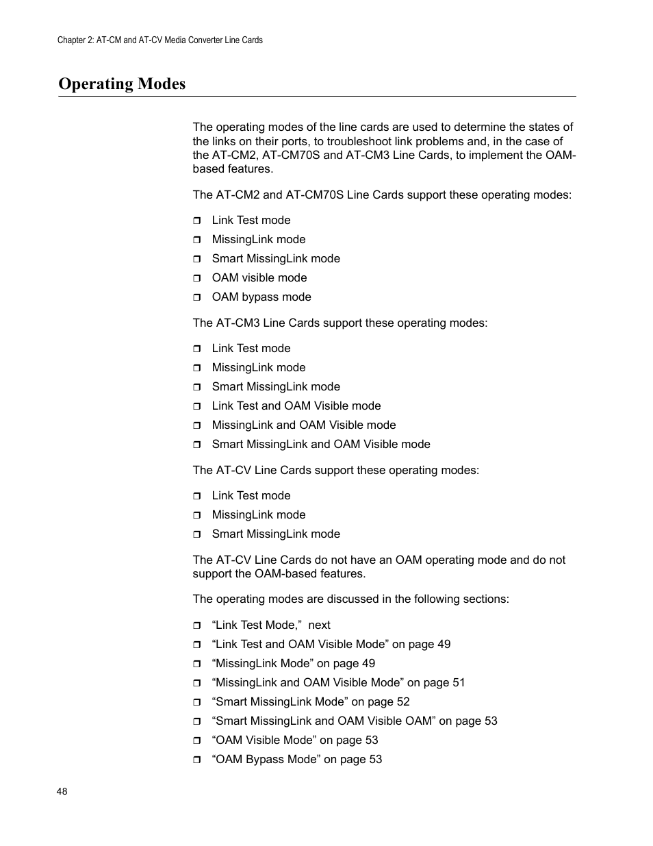 Operating modes | Allied Telesis AT-S102 User Manual | Page 48 / 374