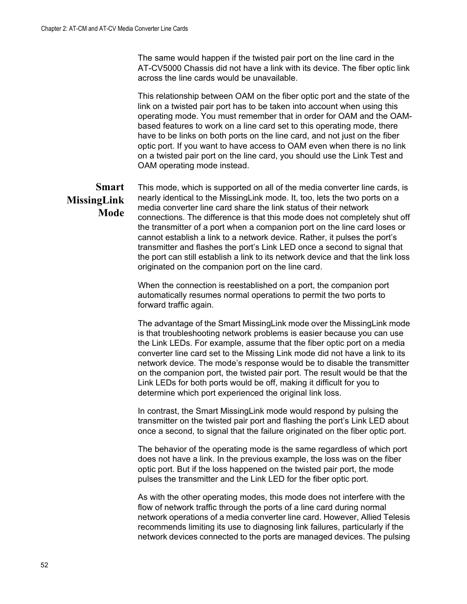 Smart missinglink mode | Allied Telesis AT-S102 User Manual | Page 52 / 374