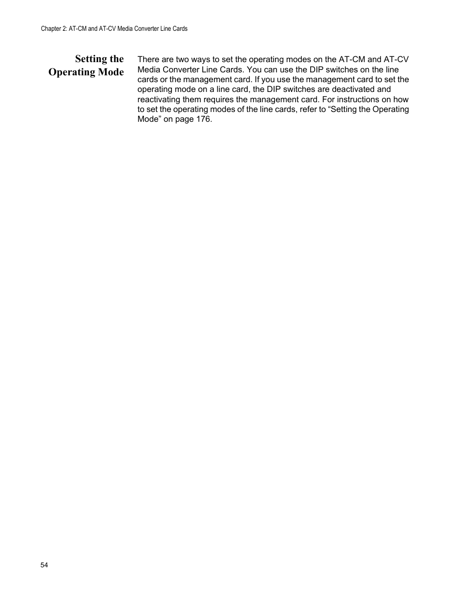Setting the operating mode | Allied Telesis AT-S102 User Manual | Page 54 / 374