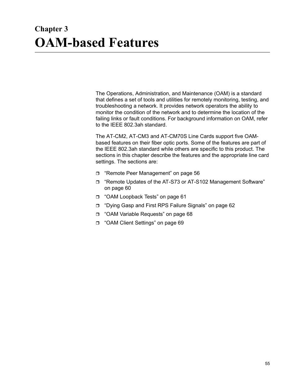 Chapter 3, Oam-based features | Allied Telesis AT-S102 User Manual | Page 55 / 374