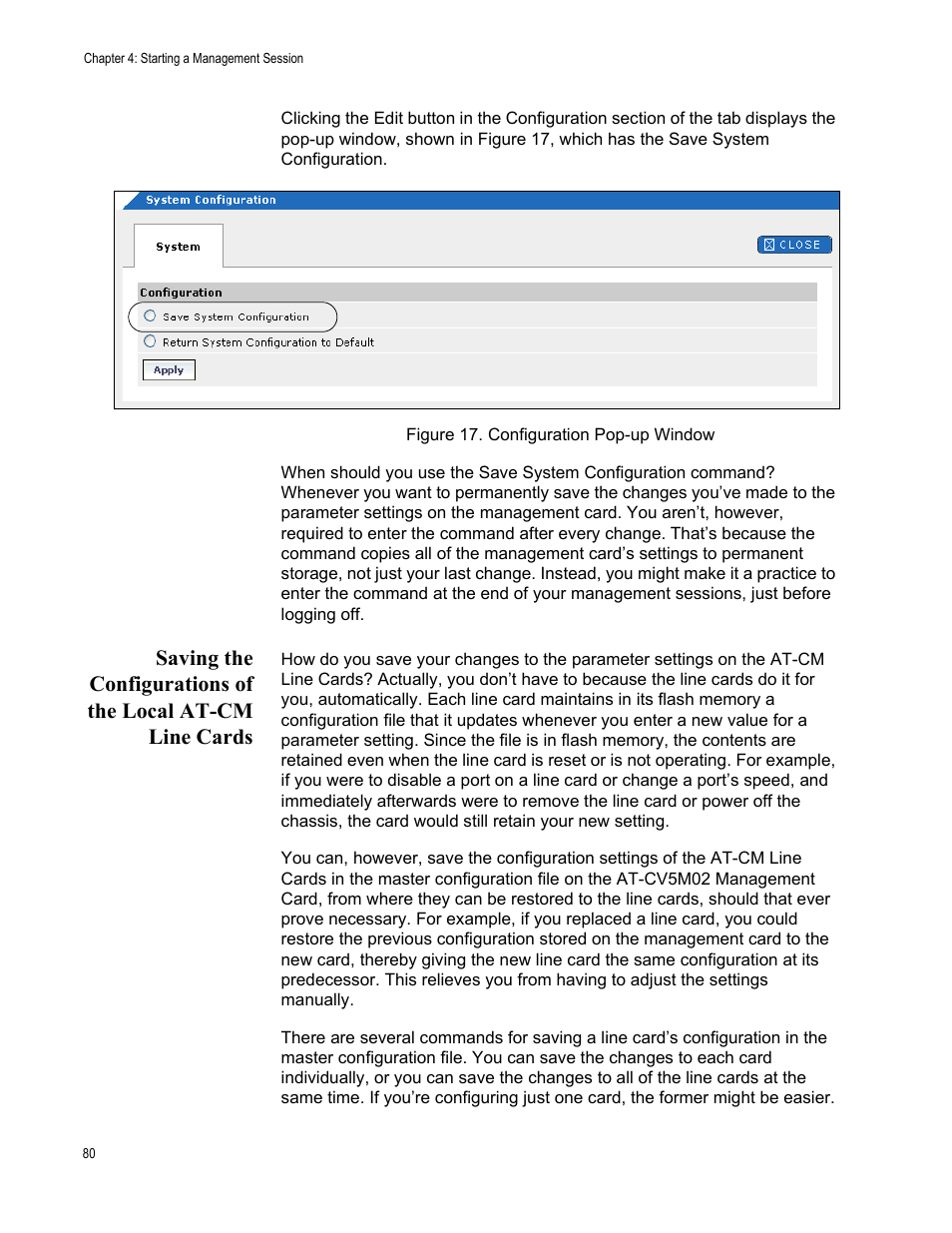 Figure 18. configuration pop-up window | Allied Telesis AT-S102 User Manual | Page 80 / 374