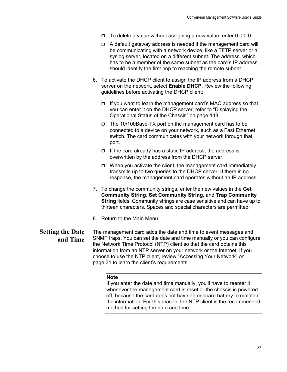 Setting the date and time | Allied Telesis AT-S102 User Manual | Page 87 / 374