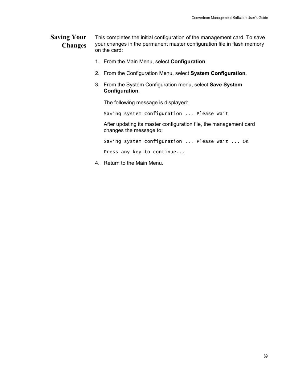 Saving your changes | Allied Telesis AT-S102 User Manual | Page 89 / 374