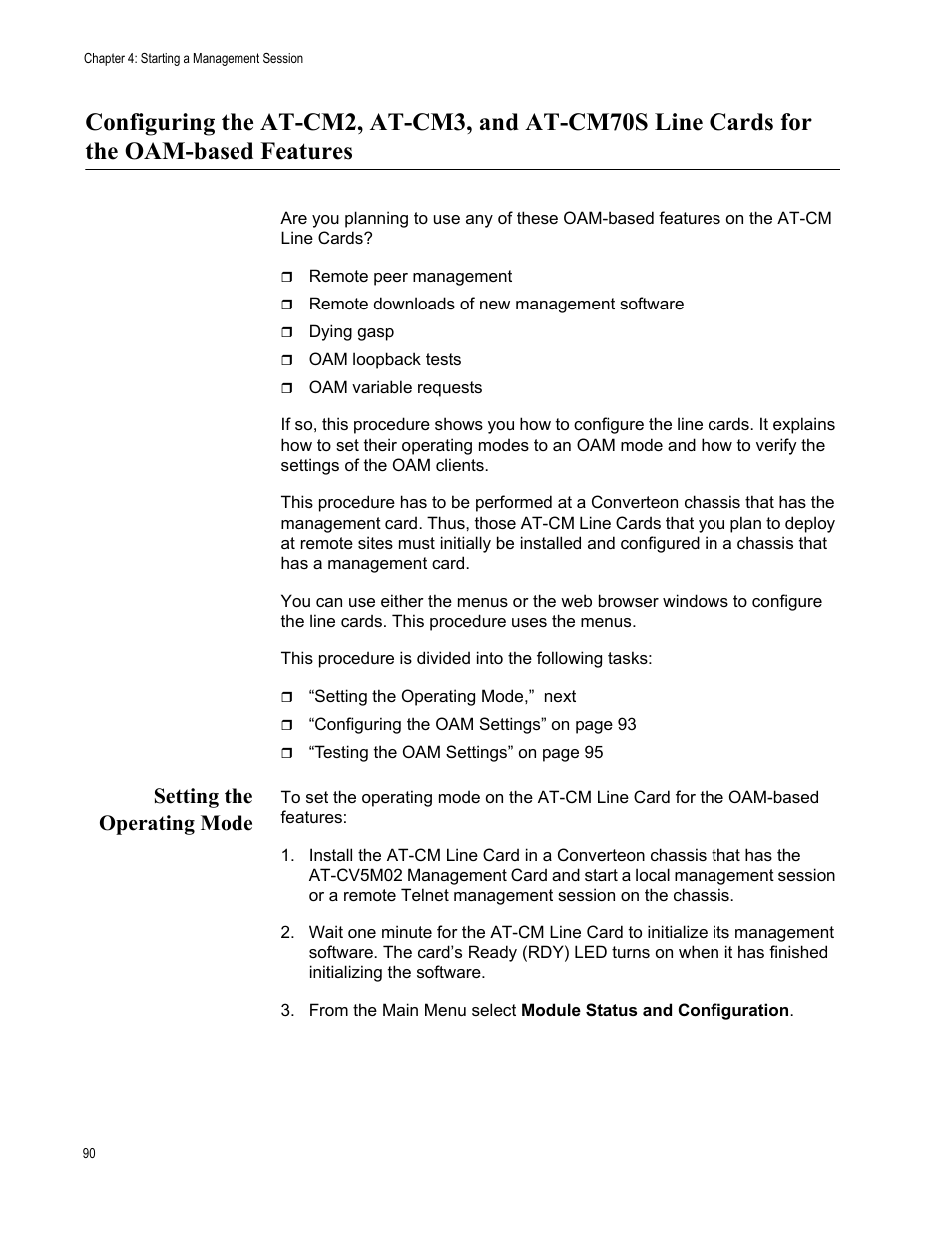 Setting the operating mode | Allied Telesis AT-S102 User Manual | Page 90 / 374