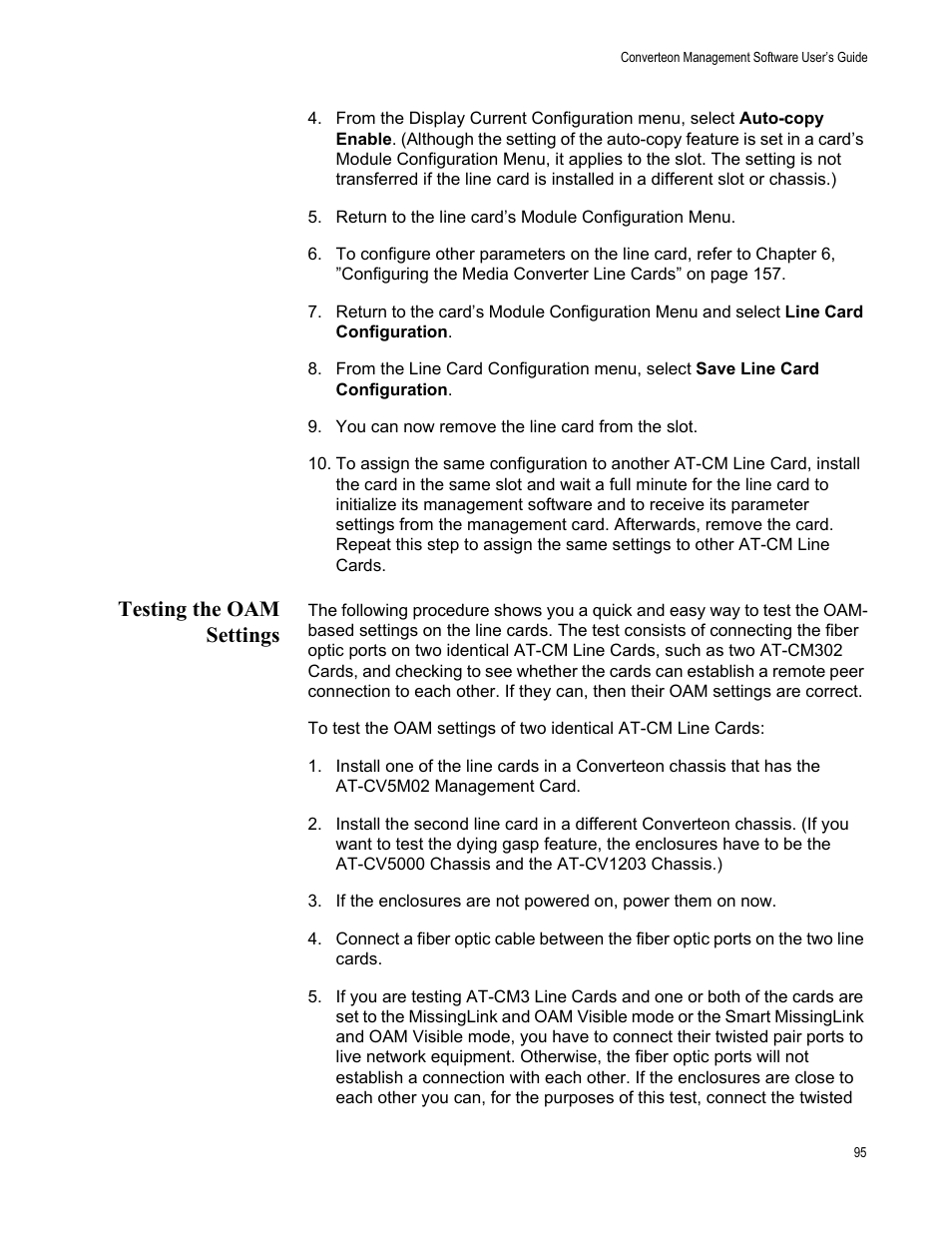Testing the oam settings | Allied Telesis AT-S102 User Manual | Page 95 / 374