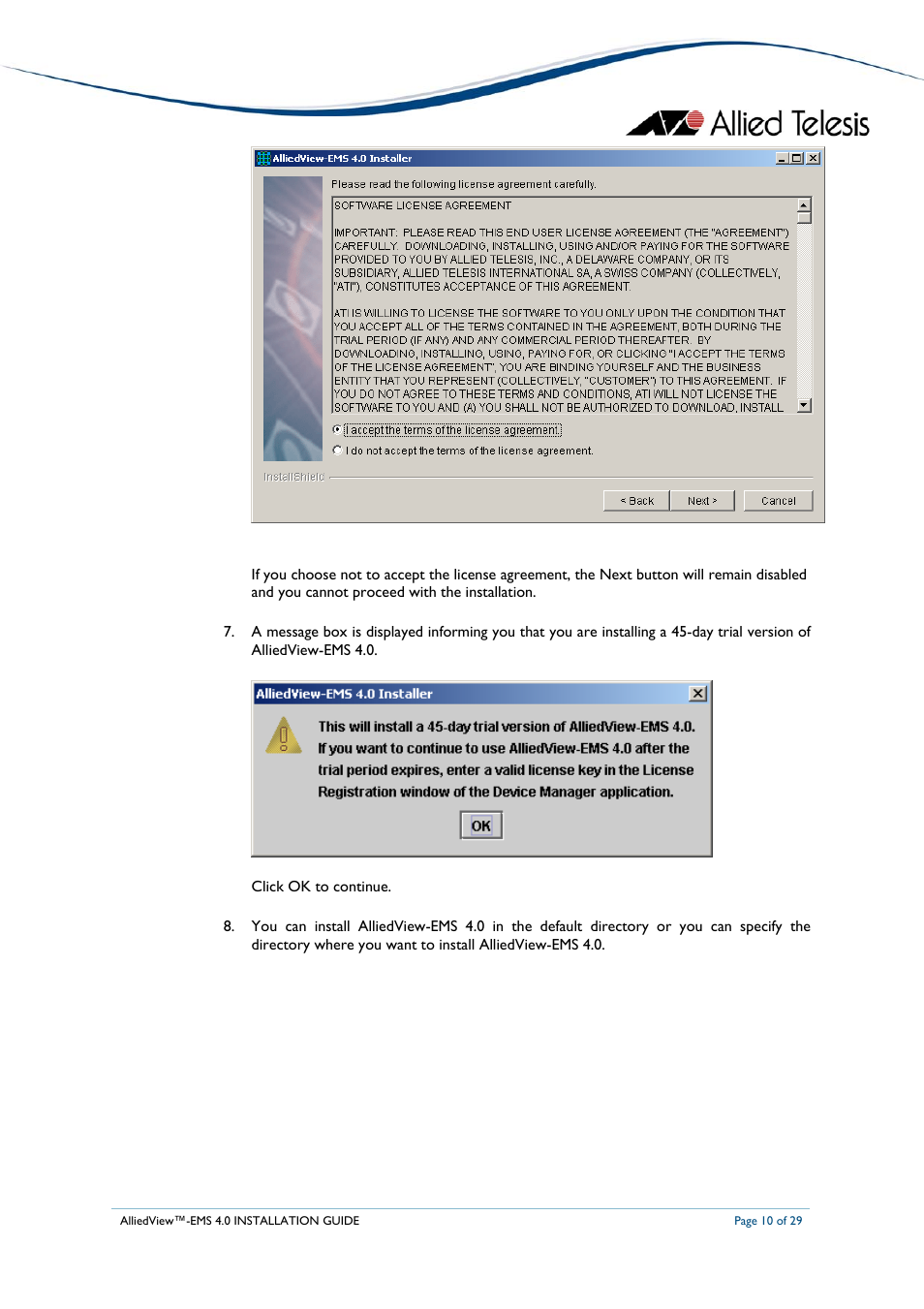 Allied Telesis AlliedView-EMS 4.0 INSTALLATION User Manual | Page 10 / 29