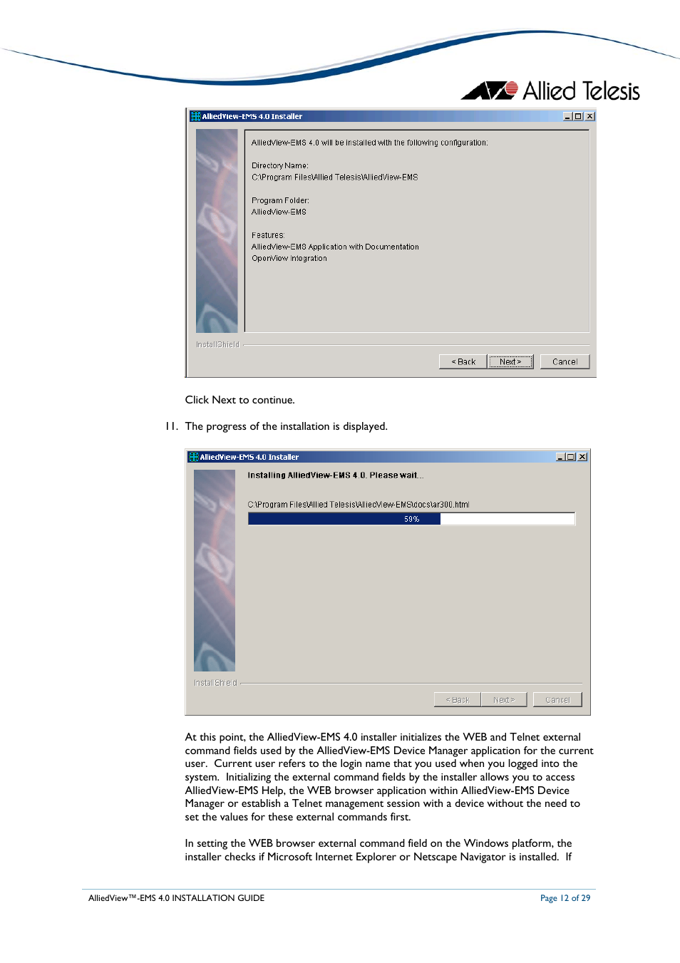 Allied Telesis AlliedView-EMS 4.0 INSTALLATION User Manual | Page 12 / 29