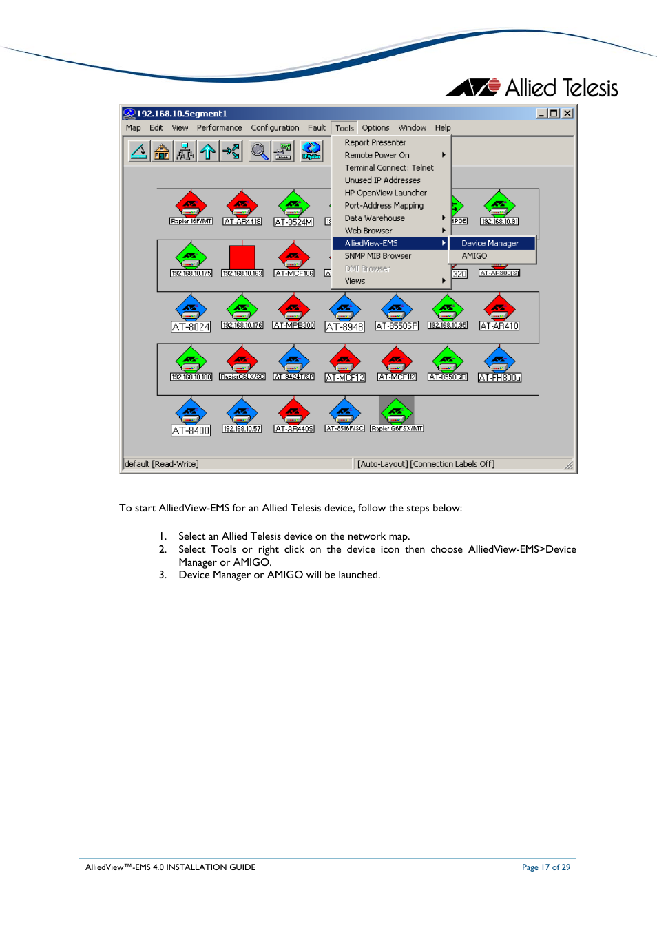 Allied Telesis AlliedView-EMS 4.0 INSTALLATION User Manual | Page 17 / 29