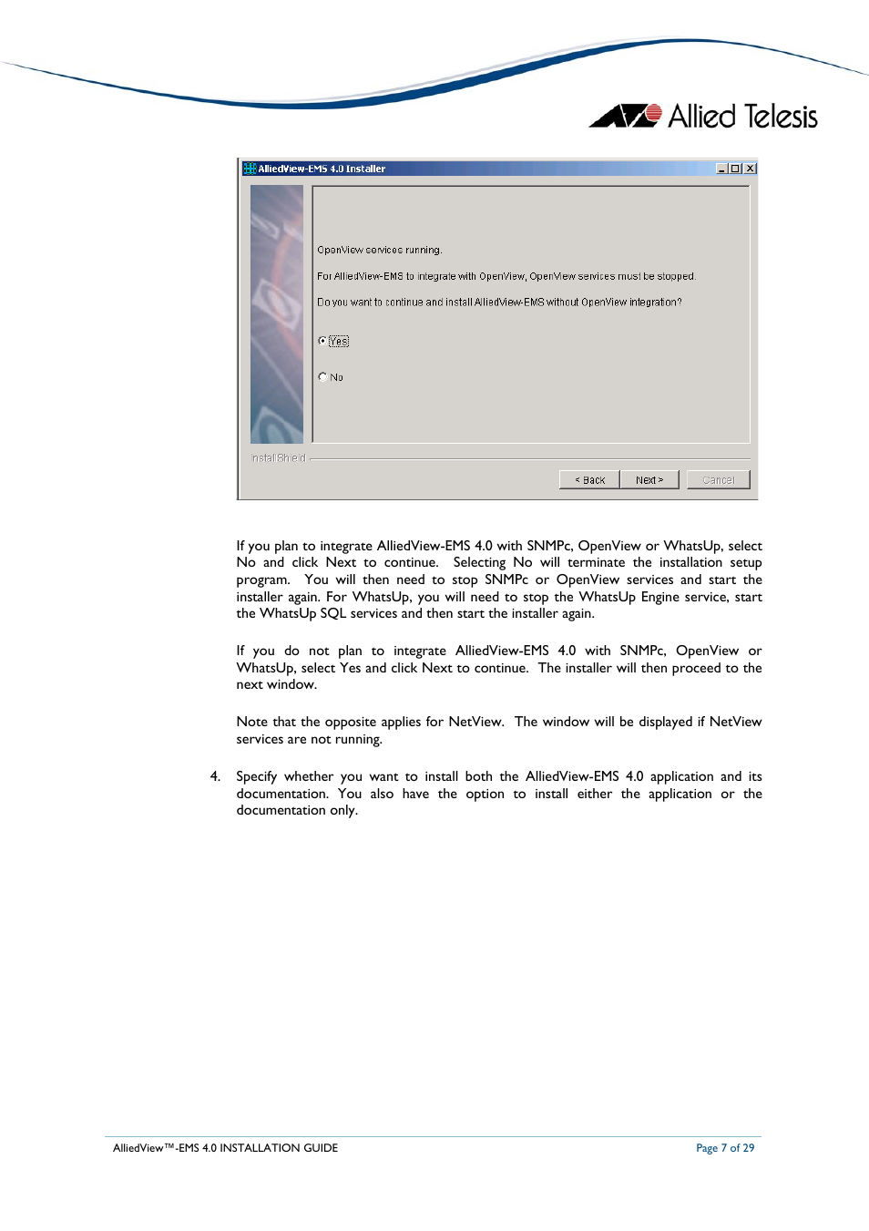 Allied Telesis AlliedView-EMS 4.0 INSTALLATION User Manual | Page 7 / 29