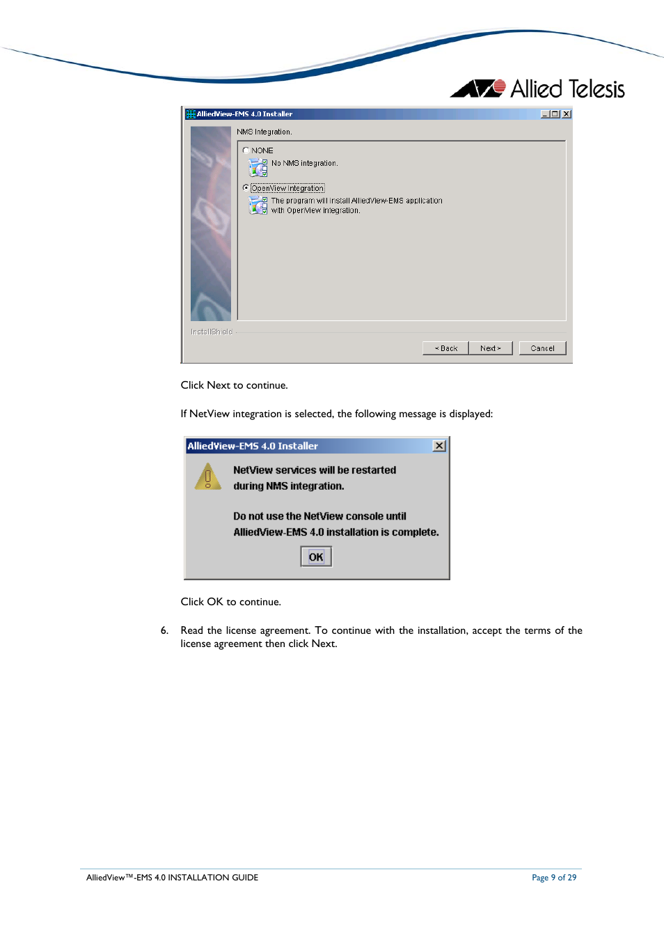Allied Telesis AlliedView-EMS 4.0 INSTALLATION User Manual | Page 9 / 29