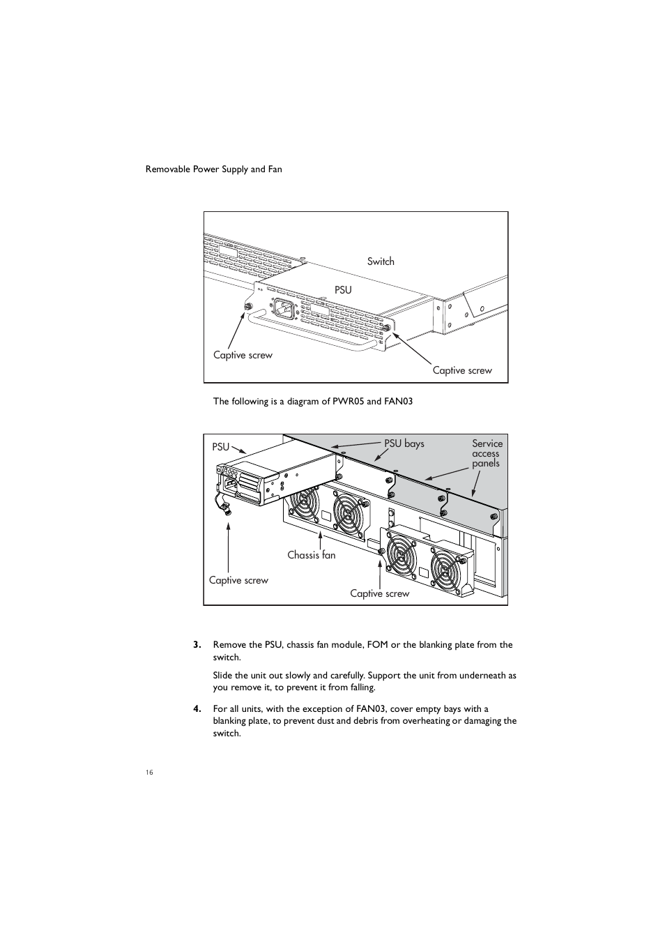Allied Telesis Removable Power Supply and Fan User Manual | Page 17 / 23