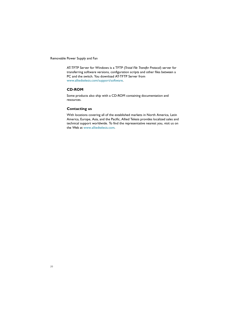 Allied Telesis Removable Power Supply and Fan User Manual | Page 21 / 23