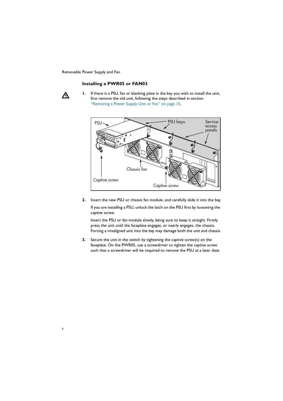Allied Telesis Removable Power Supply and Fan User Manual | Page 9 / 23