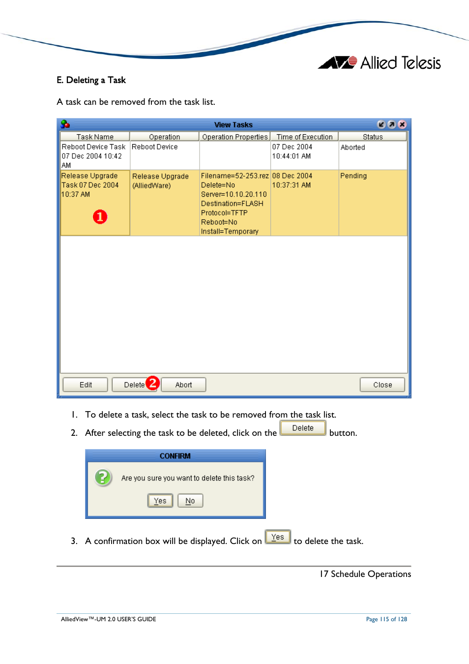 Eleting a | Allied Telesis AlliedView-UM 2.0 User Manual | Page 115 / 128