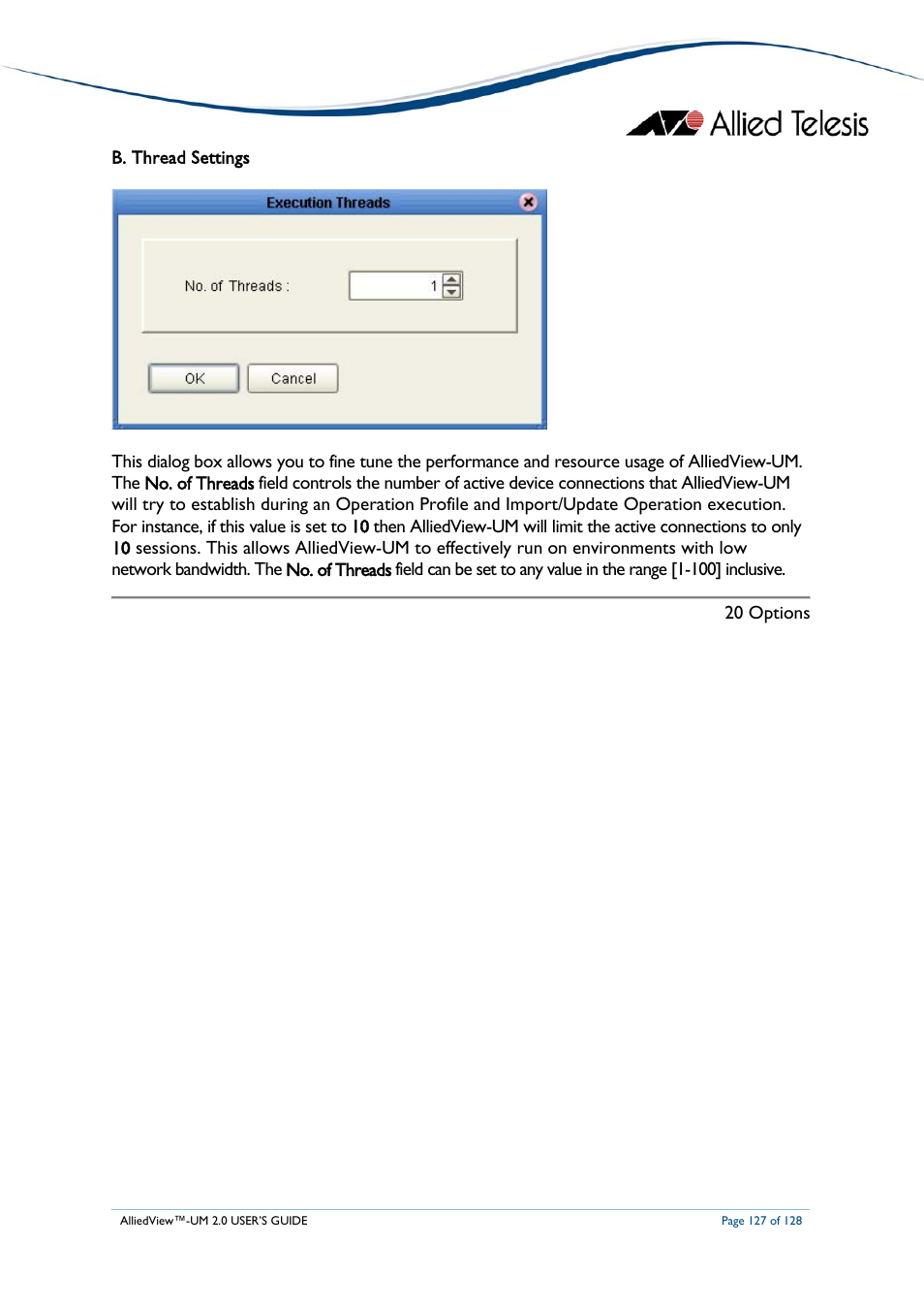 Hread, Ettings | Allied Telesis AlliedView-UM 2.0 User Manual | Page 127 / 128