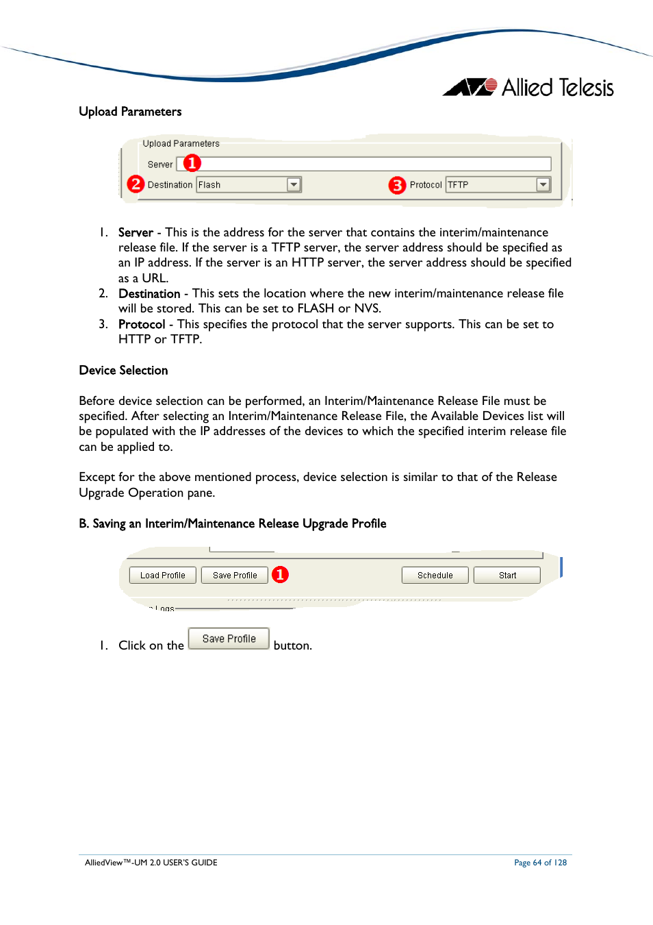Aving an, Nterim, Aintenance | Elease, Pgrade, Rofile | Allied Telesis AlliedView-UM 2.0 User Manual | Page 64 / 128