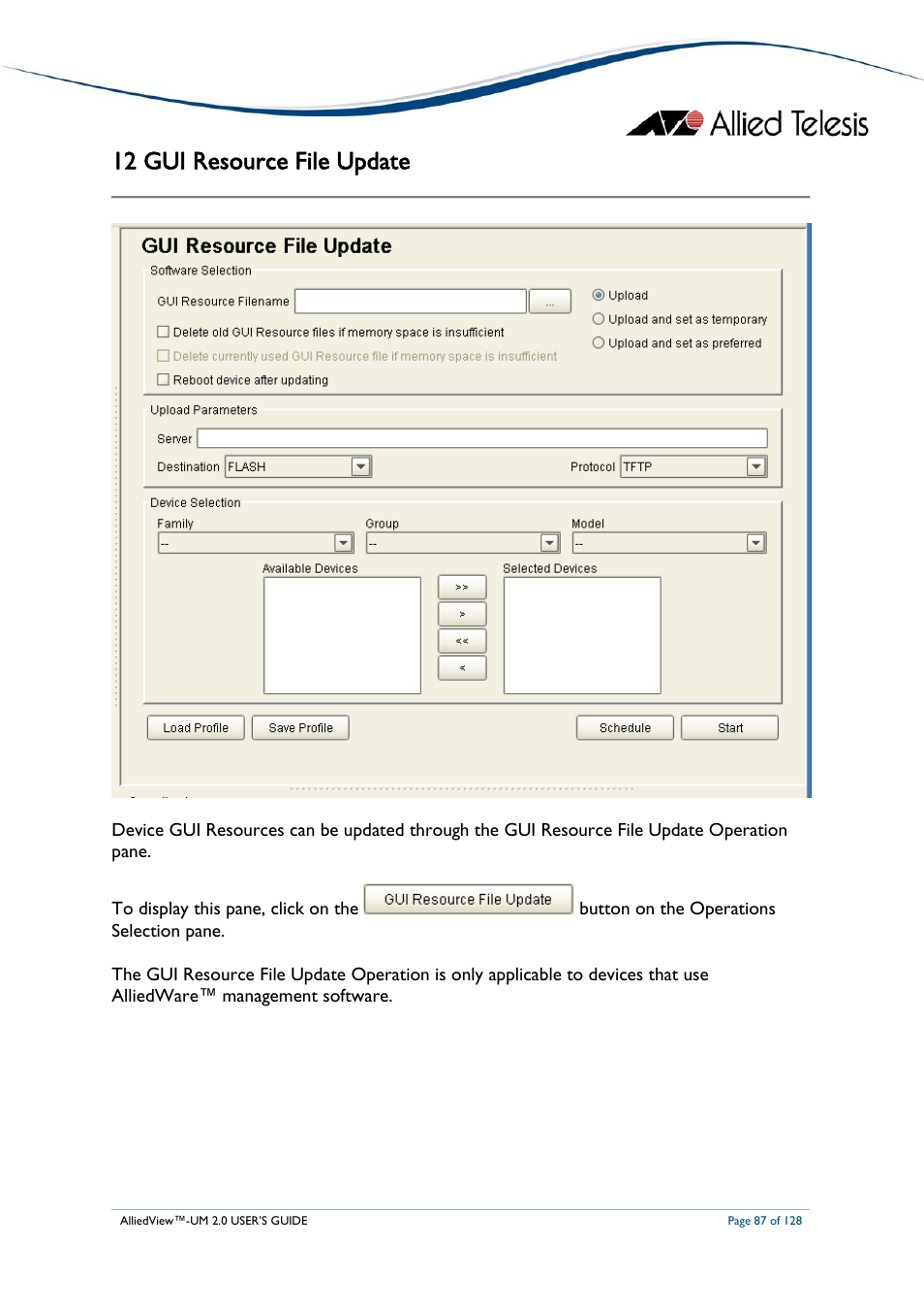 12 gui resource file update | Allied Telesis AlliedView-UM 2.0 User Manual | Page 87 / 128