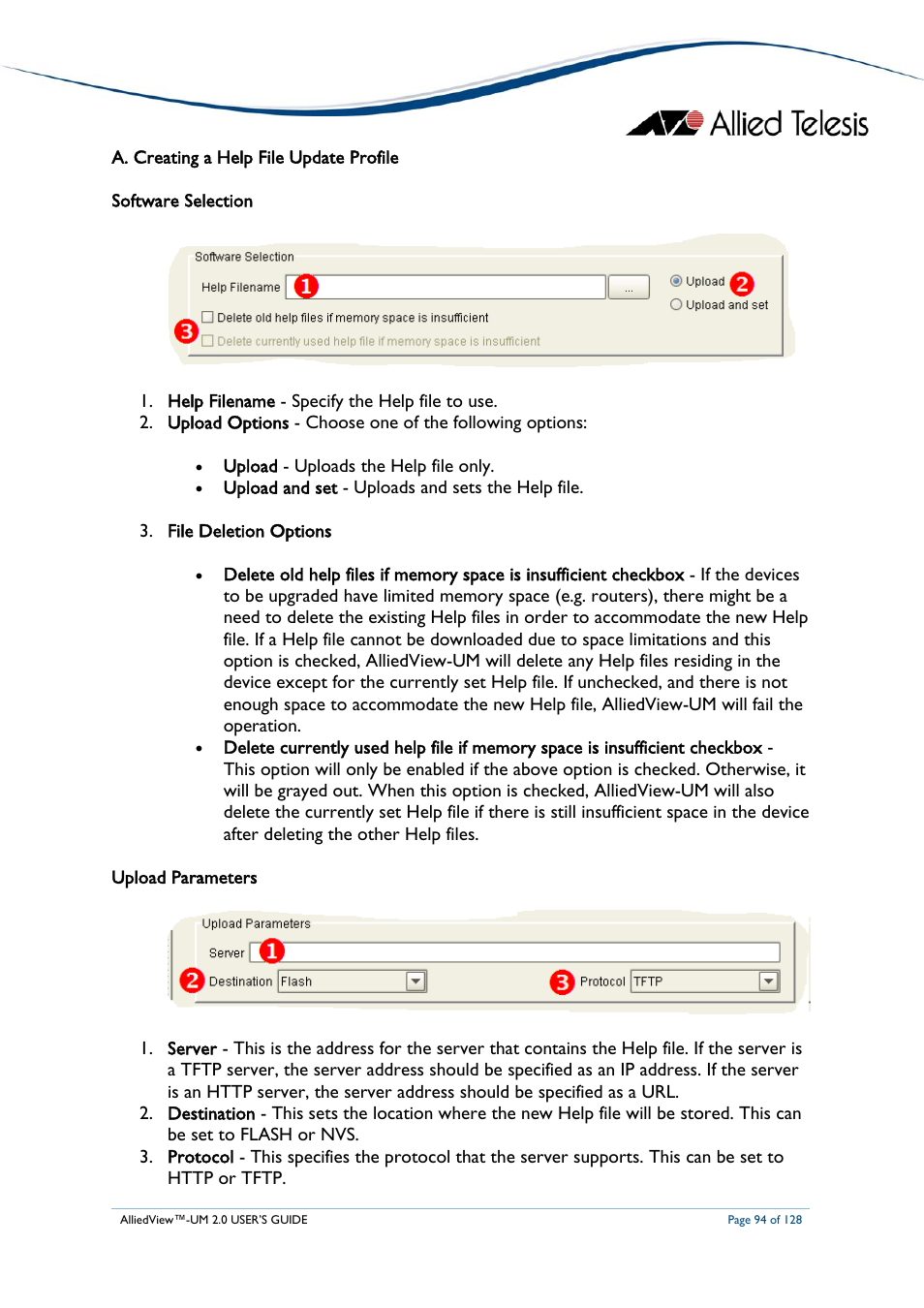 A. creating a help file update profile, Reating a, Pdate | Rofile | Allied Telesis AlliedView-UM 2.0 User Manual | Page 94 / 128