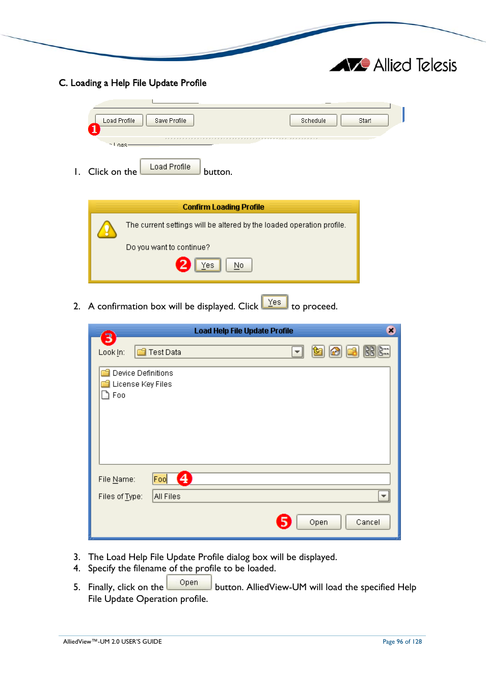 C. loading a help file update profile, Oading a, Pdate | Rofile | Allied Telesis AlliedView-UM 2.0 User Manual | Page 96 / 128