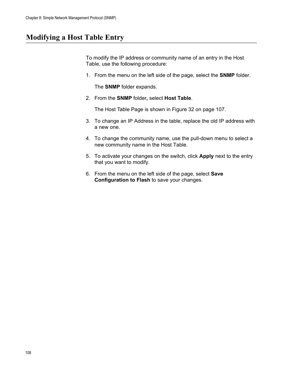 Modifying a host table entry | Allied Telesis AT-S101 User Manual | Page 108 / 238