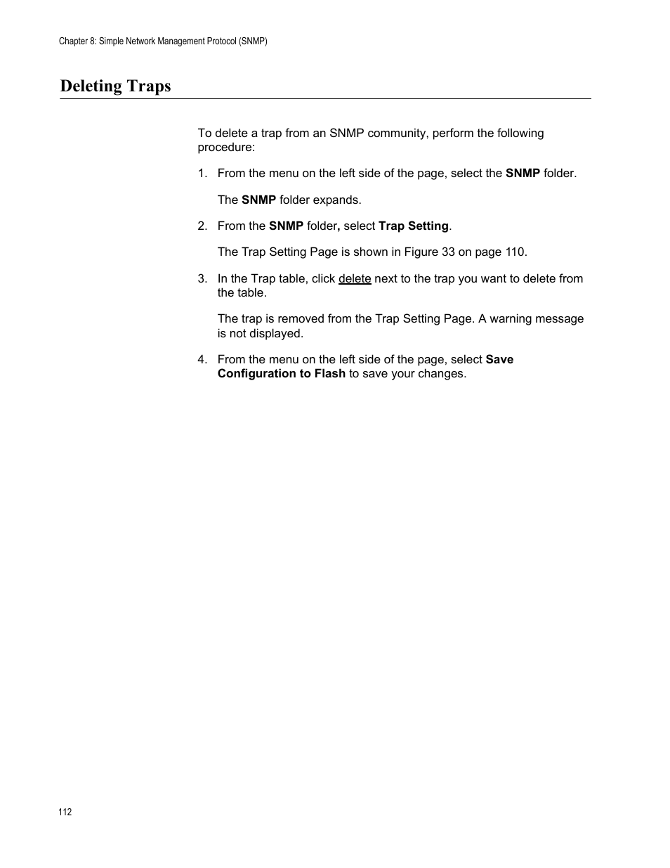 Deleting traps | Allied Telesis AT-S101 User Manual | Page 112 / 238