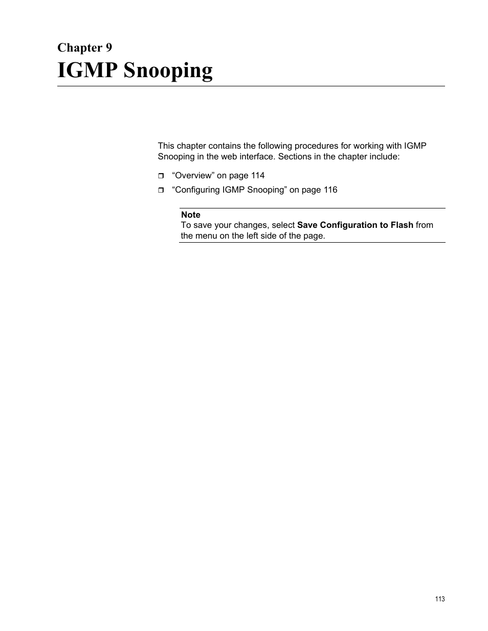 Chapter 9, Igmp snooping, R 9: igmp snooping | Allied Telesis AT-S101 User Manual | Page 113 / 238