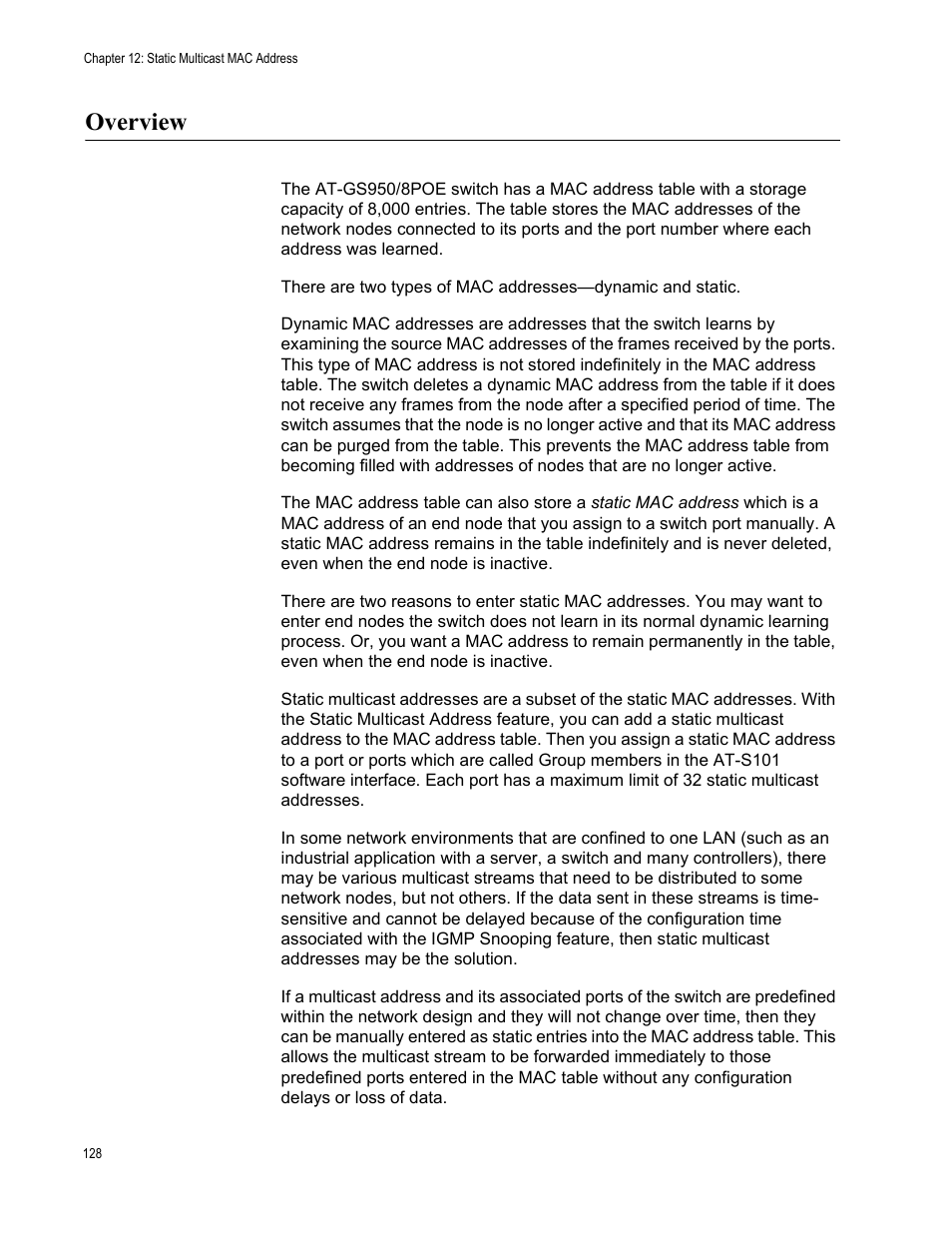 Overview | Allied Telesis AT-S101 User Manual | Page 128 / 238