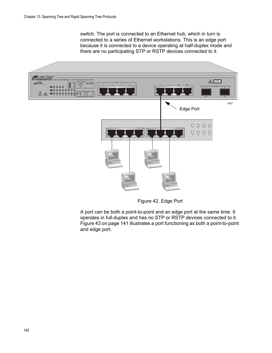 Figure 42: edge port, Edge port | Allied Telesis AT-S101 User Manual | Page 140 / 238