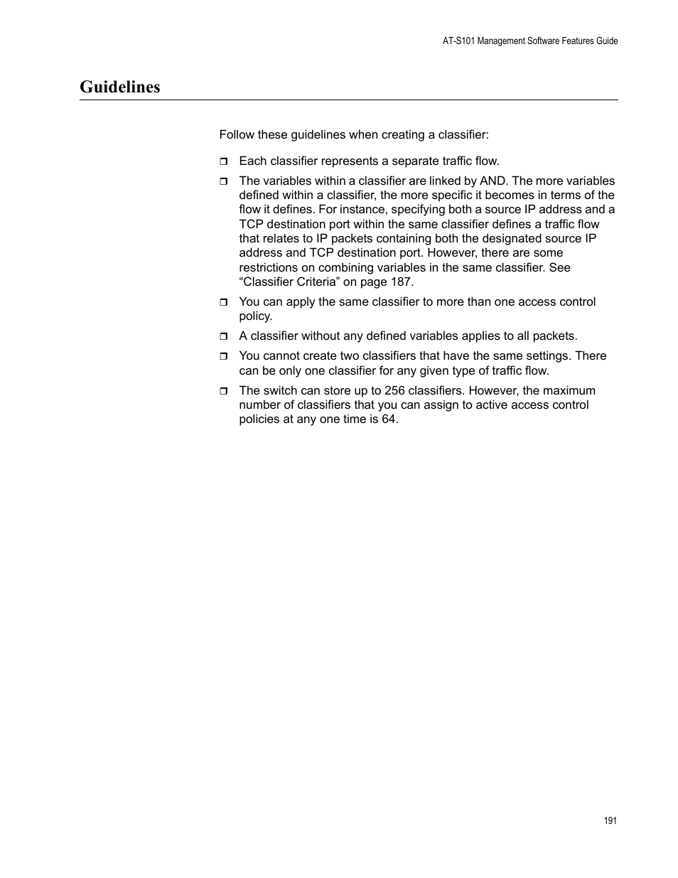 Guidelines | Allied Telesis AT-S101 User Manual | Page 191 / 238