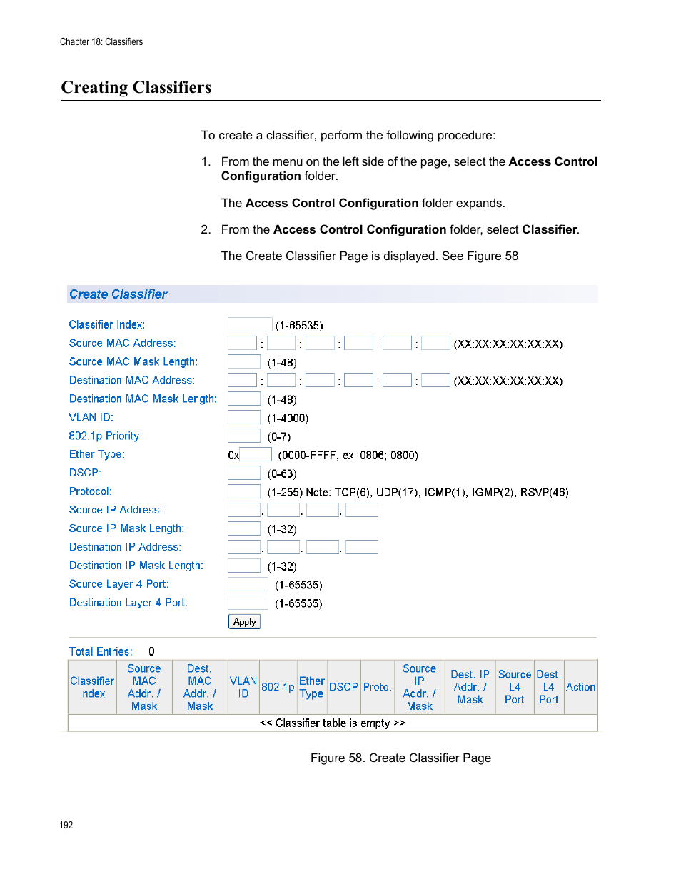 Creating classifiers | Allied Telesis AT-S101 User Manual | Page 192 / 238