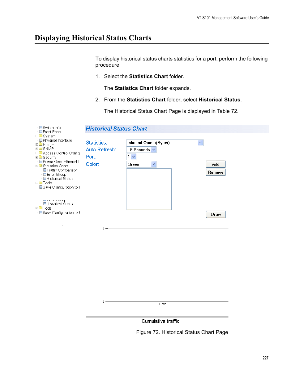 Displaying historical status charts | Allied Telesis AT-S101 User Manual | Page 227 / 238