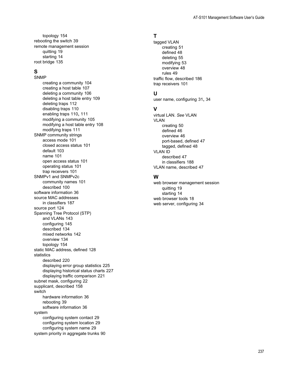 Allied Telesis AT-S101 User Manual | Page 237 / 238