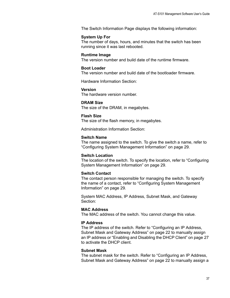 Allied Telesis AT-S101 User Manual | Page 37 / 238