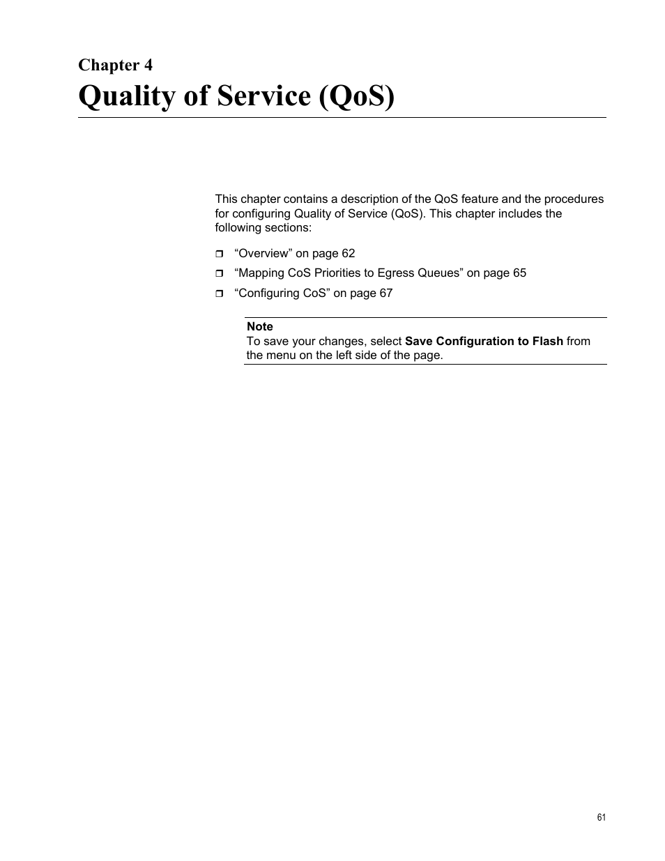 Chapter 4, Quality of service (qos), R 4: quality of service (qos) | Allied Telesis AT-S101 User Manual | Page 61 / 238