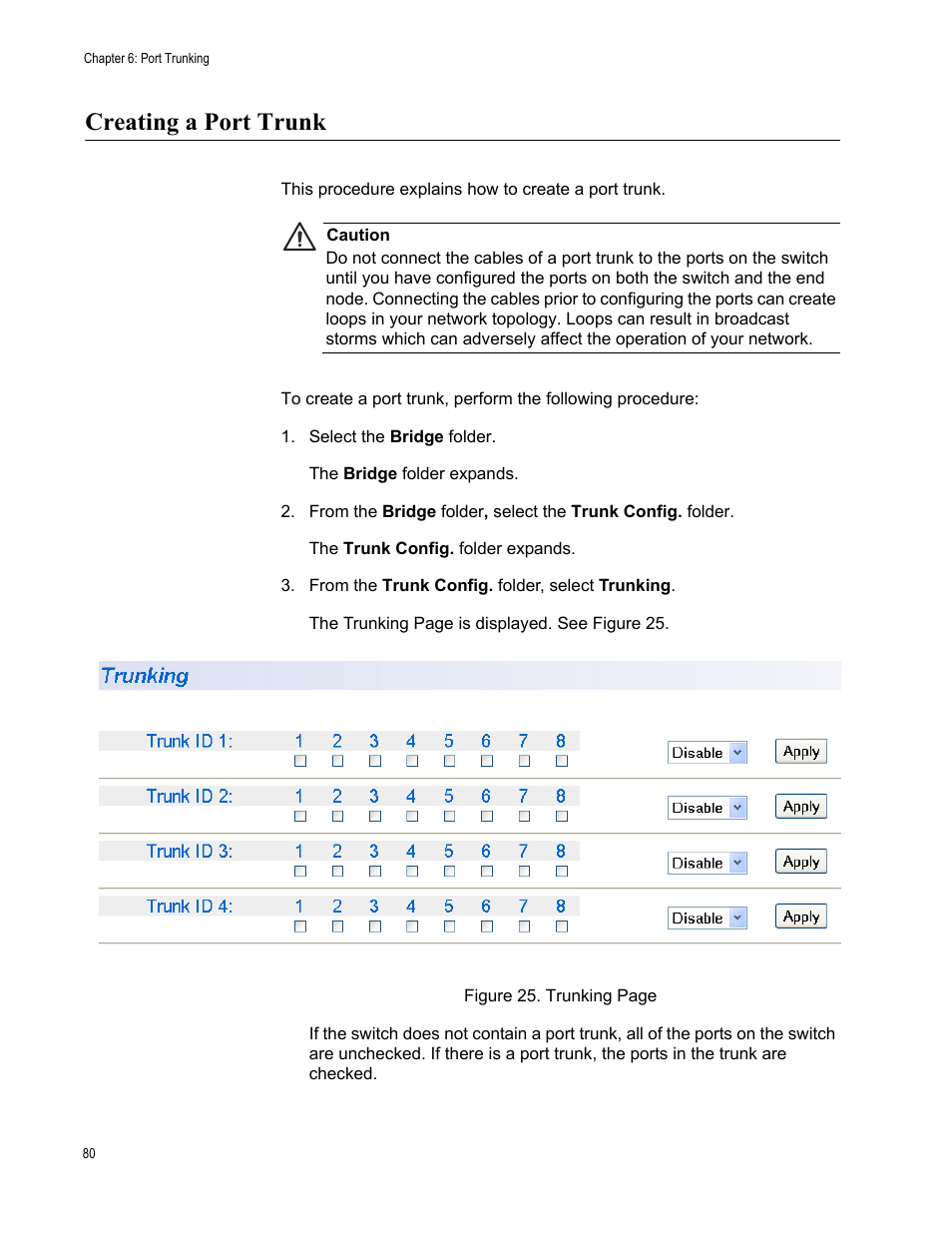 Creating a port trunk | Allied Telesis AT-S101 User Manual | Page 80 / 238