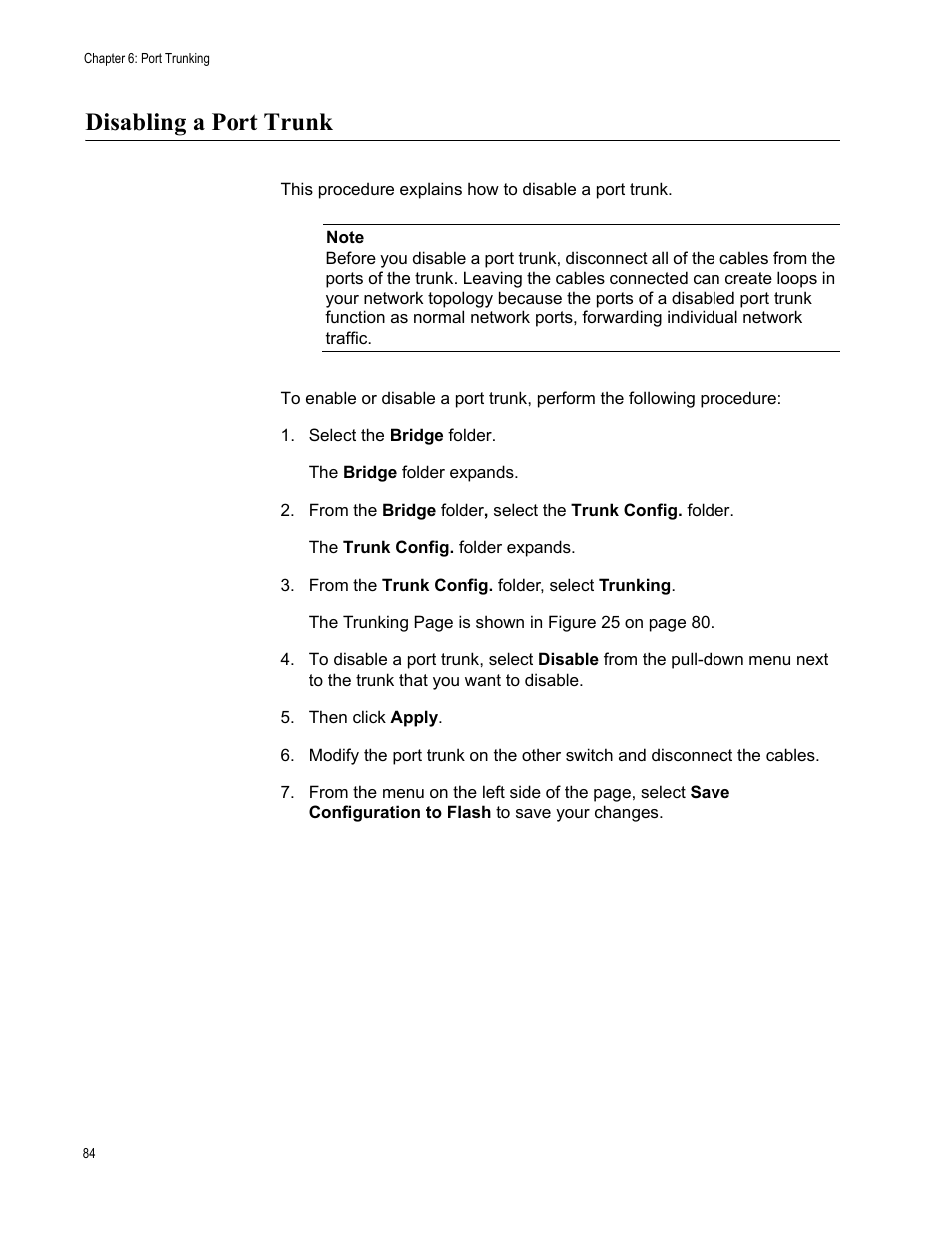 Disabling a port trunk | Allied Telesis AT-S101 User Manual | Page 84 / 238