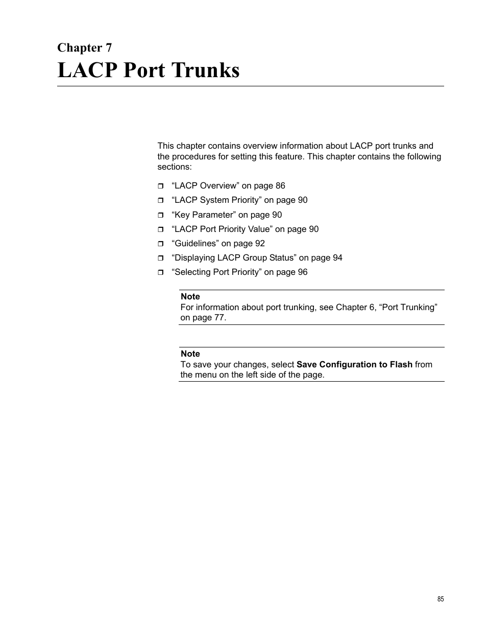 Chapter 7, Lacp port trunks | Allied Telesis AT-S101 User Manual | Page 85 / 238