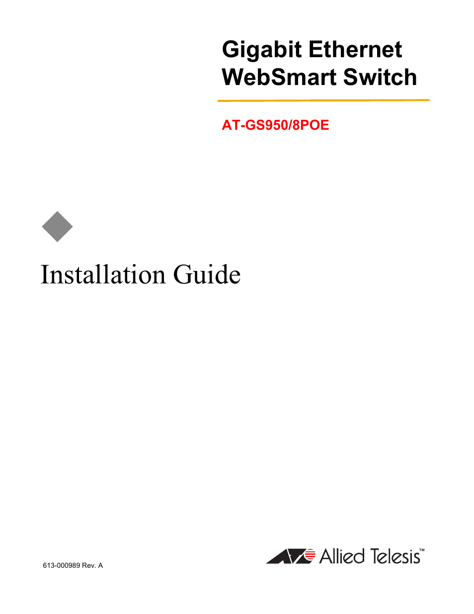 Allied Telesis AT-GS950/8POE User Manual | 68 pages