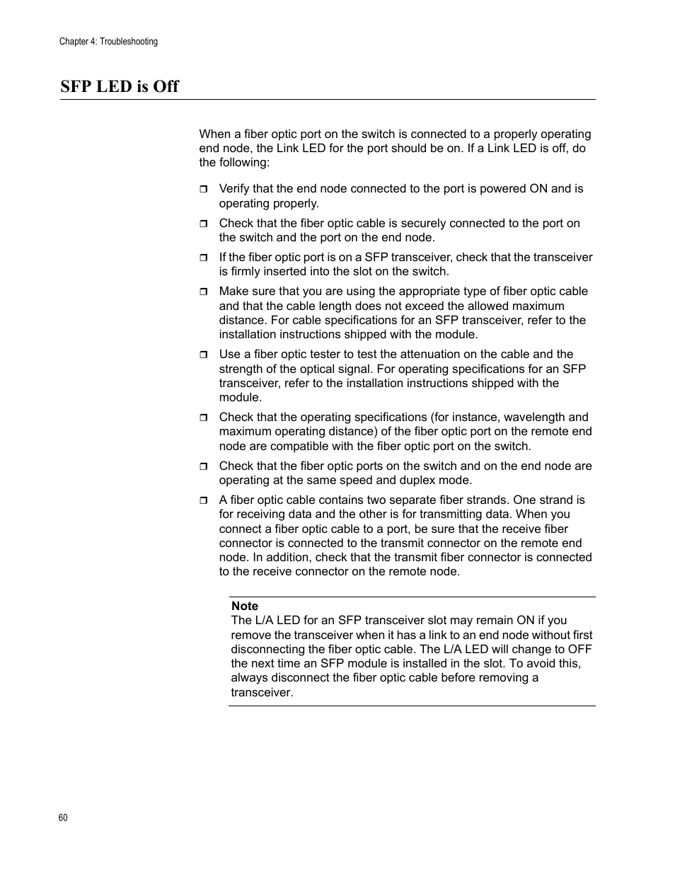 Sfp led is off | Allied Telesis AT-GS950/8POE User Manual | Page 60 / 68