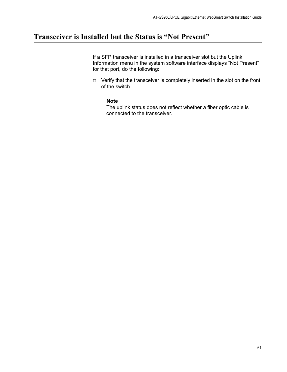 Allied Telesis AT-GS950/8POE User Manual | Page 61 / 68