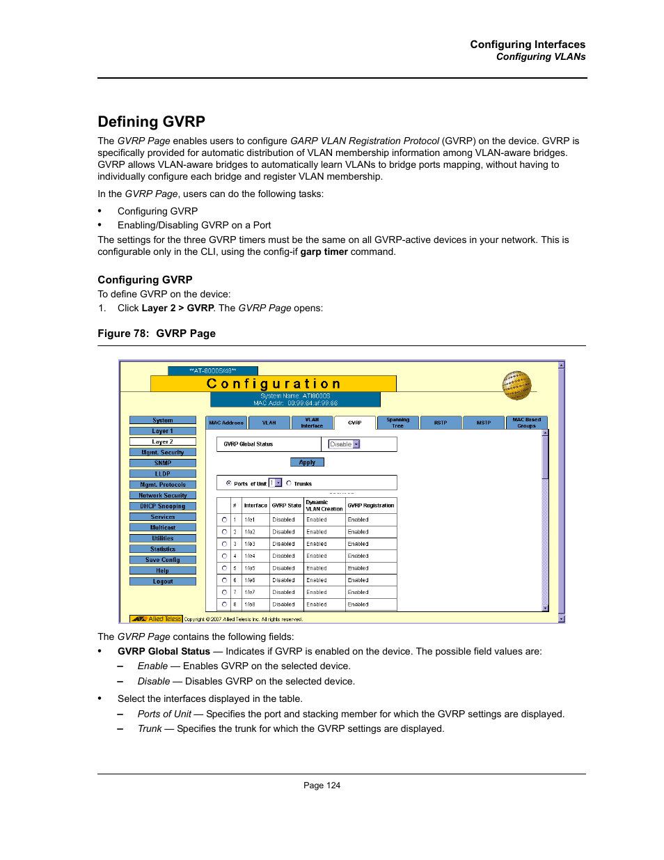 Defining gvrp | Allied Telesis AT-S94 User Manual | Page 124 / 250