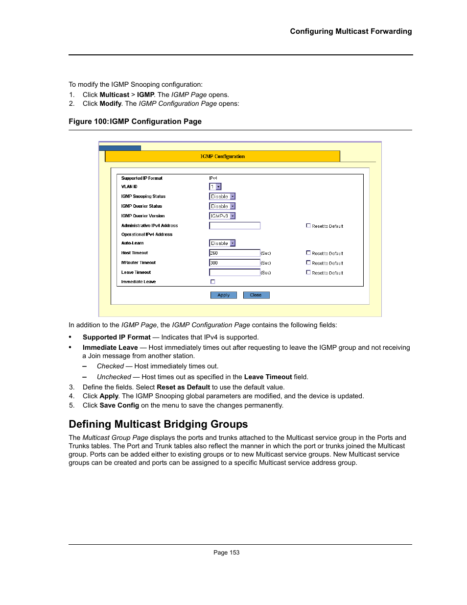 Defining multicast bridging groups | Allied Telesis AT-S94 User Manual | Page 153 / 250