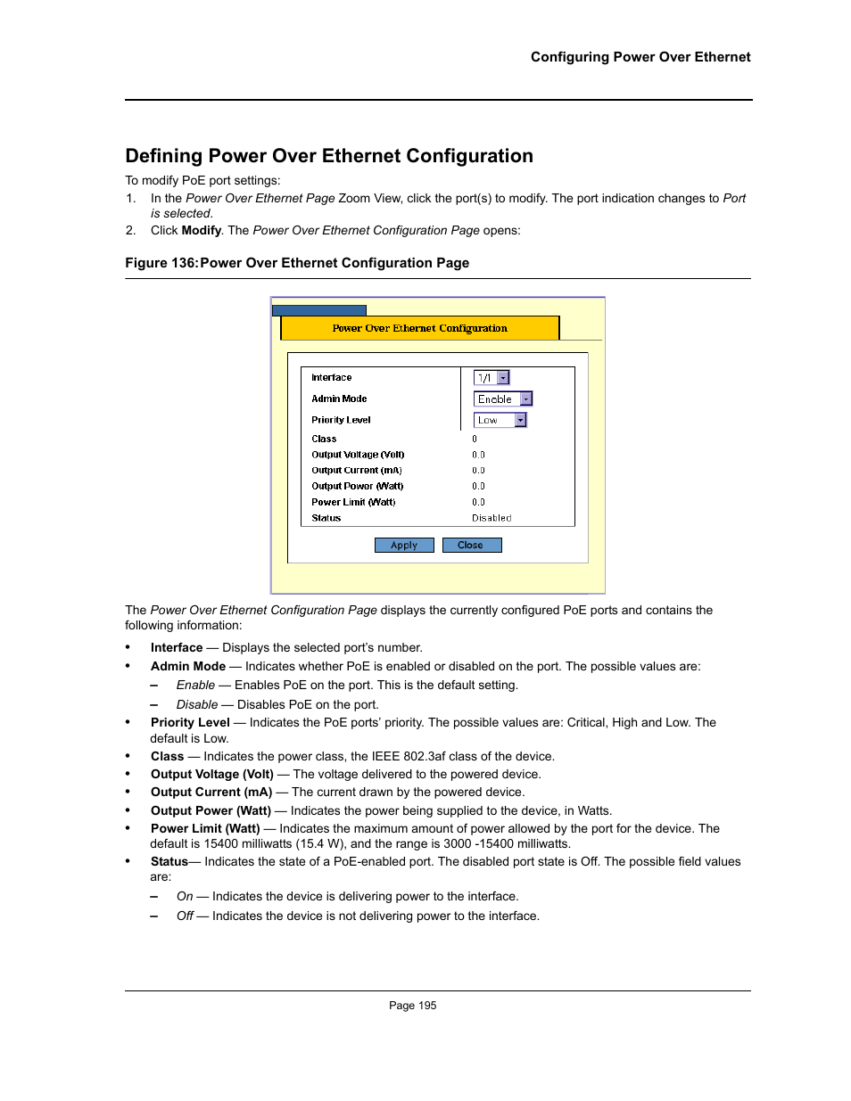 Defining power over ethernet configuration | Allied Telesis AT-S94 User Manual | Page 195 / 250