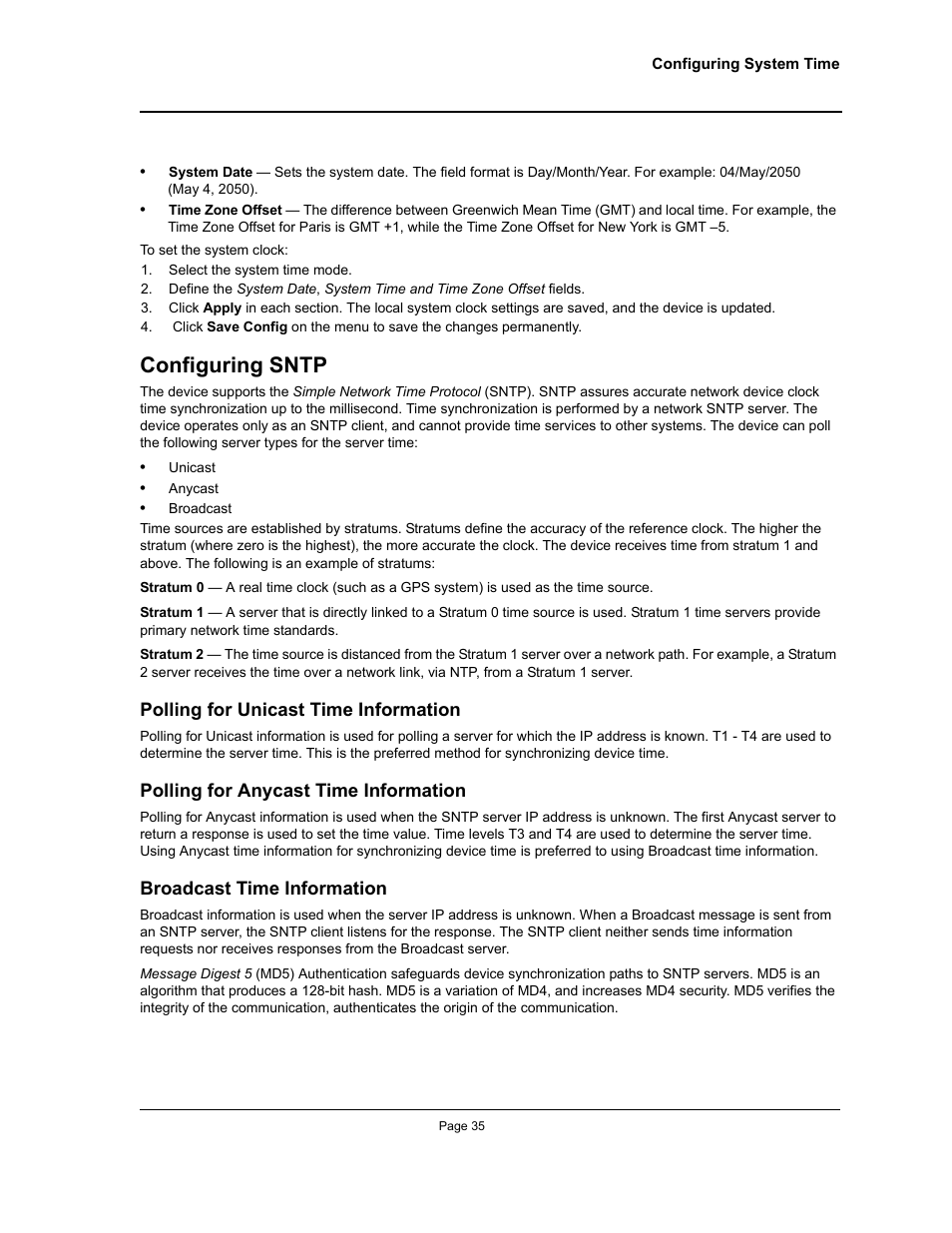 Configuring sntp | Allied Telesis AT-S94 User Manual | Page 35 / 250