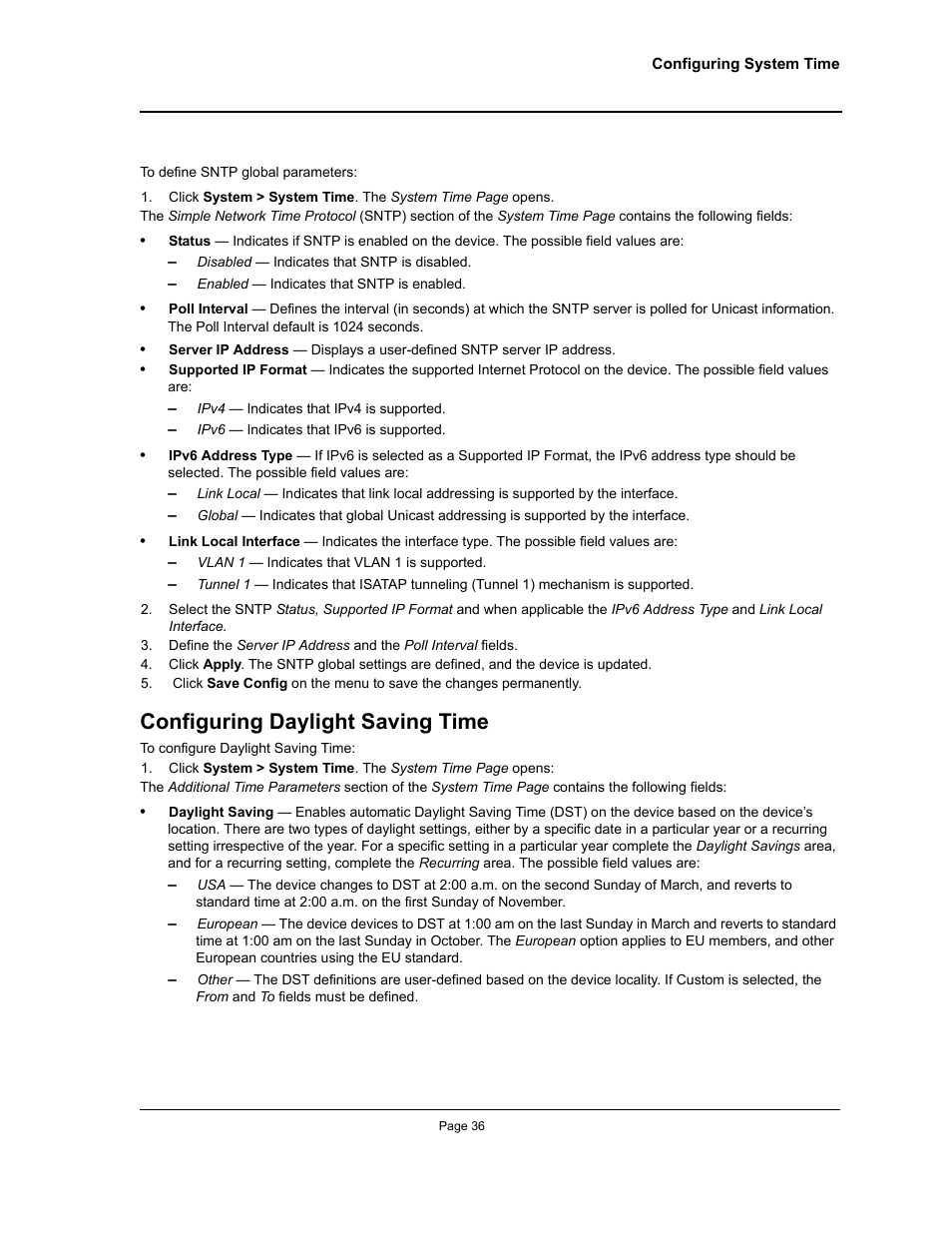 Configuring daylight saving time | Allied Telesis AT-S94 User Manual | Page 36 / 250