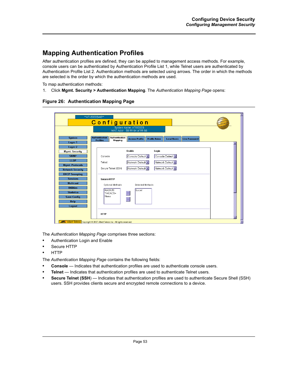Mapping authentication profiles | Allied Telesis AT-S94 User Manual | Page 53 / 250