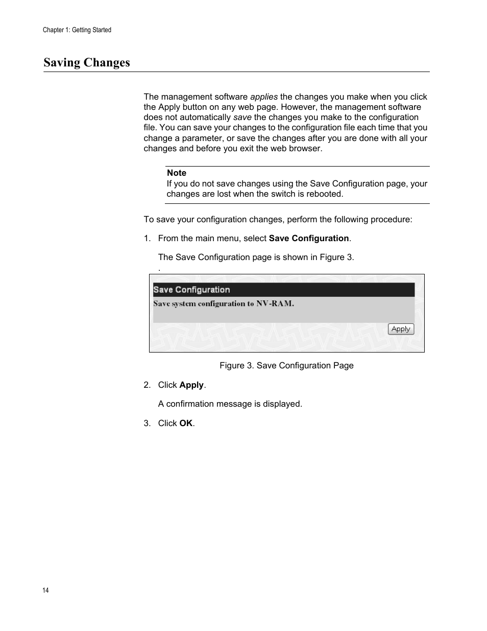 Saving changes | Allied Telesis AT-S82 User Manual | Page 14 / 76